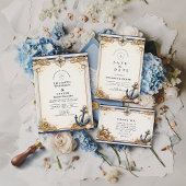 Invitation Nautical Compass Anchor Wedding