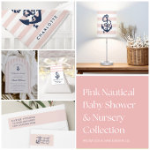 Rope & Anchor Pink Stripe Nautical Personalized Kussen