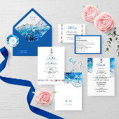 Invitation Nautical Ocean Beach bleu moderne abstrait Mariage
