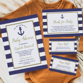Invitation Square Nautical Navy Blue Anchor Boy Baby Shower
