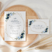 Invitation Tout En Un Fleurs de marine, Fleurs bleues, Verdure, Doux 16