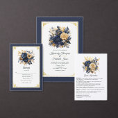 Programme Mariage floral bleu marine et or (Personnalisez la collection de ce créateur indépendant.)