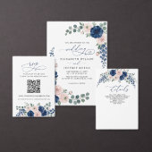 Décapsuleur Mariage Moderne Floral Bleu Marine et Blush (Personnalisez la collection de ce créateur indépendant.)