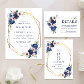 Programme Mariage floral bleu marine et blush