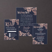 Save The Date Marine Bleu et or Rose Floral Enregistrer la date (Personnalisez la collection de ce créateur indépendant.)