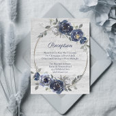 Carte D'accompagnement Site Web Mariage Floral de la marine Blue Silver