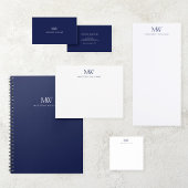 Bloc-note Bleu marine simple élégant moderne monogramme