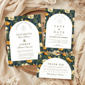 Invitation Navy Blue Floral Arch Elegant Wedding