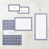 Papeterie Élégant Houndstooth Monogram Bleu Marine