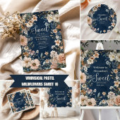 Invitation Marine Blue Pastel Fleur sauvage Sweet 16