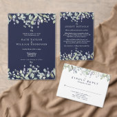 Éventail Greenery Floral Navy Blue Wedding Program (Personnalisez la collection de ce créateur indépendant. )