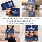 Navy Blauwe Witte Script Logo Foto Make-up Studio Draagtas