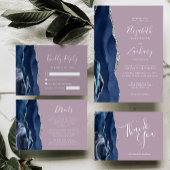 Papier Invitation de mariage Mauve Agate Bleu Marine Arge