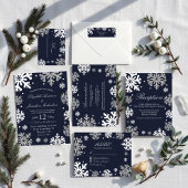 Menu Marine Blue Snowflakes Mariage d'hiver