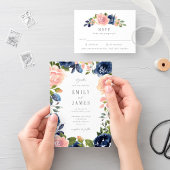 Marine Blush Floral Faire-part de mariage #NBC