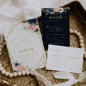 Navy Blush Bloemen Goud Geometrisch Gevouwen Bruil Programma