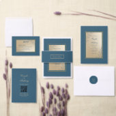 Navy Gold Rechthoek Floral Boho Bruiloft Kaart (Personaliseer de collectie van deze zelfstandige maker.)