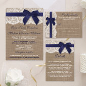 Faire-part Rustic Navy Blue Ribbon Mariage photo mariage