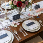 Carte De Placement Table d'assise de police de script blanc Navy