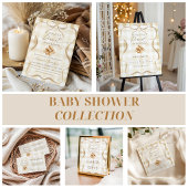 Poster Gingham Beige Neutre Cadeau de Naissance Bébé Caca