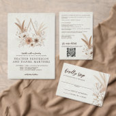 Invitation Floral Boho neutre avec QR Code & Détails Mariage (Personnalisez la collection de ce créateur indépendant. )