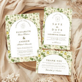 Save The Date Neutral Botanical Arch Garden Wedding