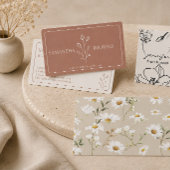 Carte De Visite Fleurs Esquisse Beige Signature Script Classe
