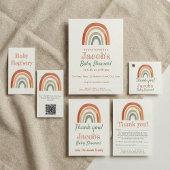 Baby shower arc-en-ciel rustique QR Code Carte d'e