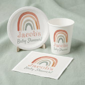 D'accompagnement Baby shower arc-en-ciel rustique QR Code Carte d'e