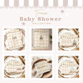 Neutrale Waterverf Treindouche Diapper Raffle Informatiekaartje