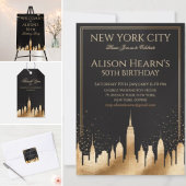Invitation New York 90th Birthday Gold Black