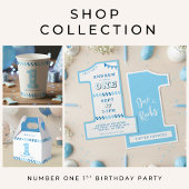 Invitation 1ère fête d'anniversaire garçons Bleu un