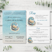 Strandbruiloft parels Shell Elegant Ocean Theme Informatiekaartje (Personaliseer de collectie van deze zelfstandige maker.)