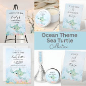 Autocollants Ronds pour Baby Shower Tortue de Mer