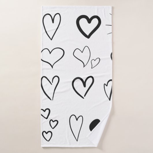 Collection of hand drawn hearts isolated on white badhanddoek (Badhanddoek)