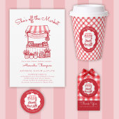 Van de markt boeren rode moderne bruidsdouche cadeaulabel