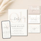 Crème Simple Modern Oh Baby Shower Feestje Papieren Bekers