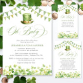 Groene Waterverf Shamrock Baby shower Cadeaulabel