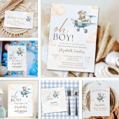 Carte De Remerciements Oh Boy,  Bear Baby shower boy