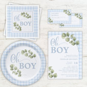 Serviette En Papier Oh Boy Blue Green et En vichy Baby shower