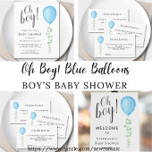 Assiettes En Carton Oh Boy Blue Balloon Baby shower garçon