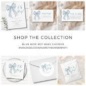 Blue Bow Oh Boy Baby shower Kaart