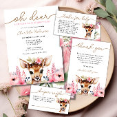 Invitation Baby Shower Fille Fleur de Cerisier Rose Or Bois C