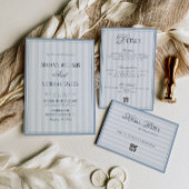 Faire invitation de mariage rayée bleue