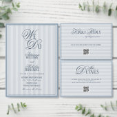 Invitation Elegant Dusty Blue Striped Wedding (Personnalisez la collection de ce créateur indépendant.)