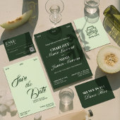 Cartons Réponse Élégant Chic Code QR Vert Foncé Mariage