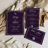 Invitation Mariage Monogramme de Luxe Prune