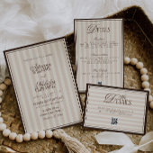 Invitation Mariage Luxueux Beige Espresso Rayures