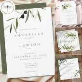 Invitation Olive Branch Watercolor Elegant Minimalist Wedding