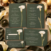 Menu de mariage Olive Green Calla Lily